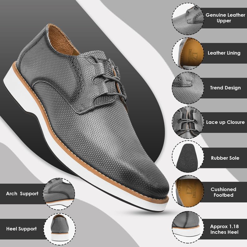 Image of LIBERTYZENO Mens Knitted & Animal Print Genuine Leather Adults Lace Up Oxford Dress Shoes for Easter Gift