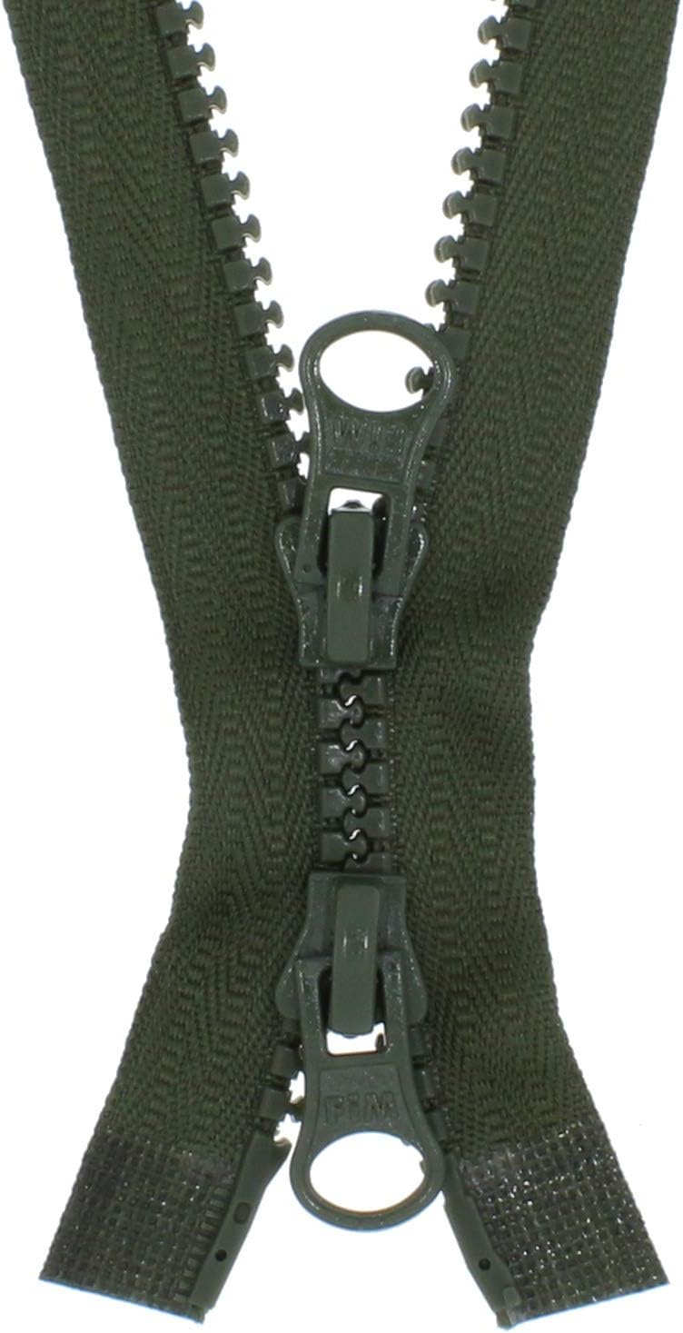FIM 2-Way Zip Closure Plastic Teeth No. 5 Medium-Course Detachable Two-Way, 13 - olivegrün(327), 70cm