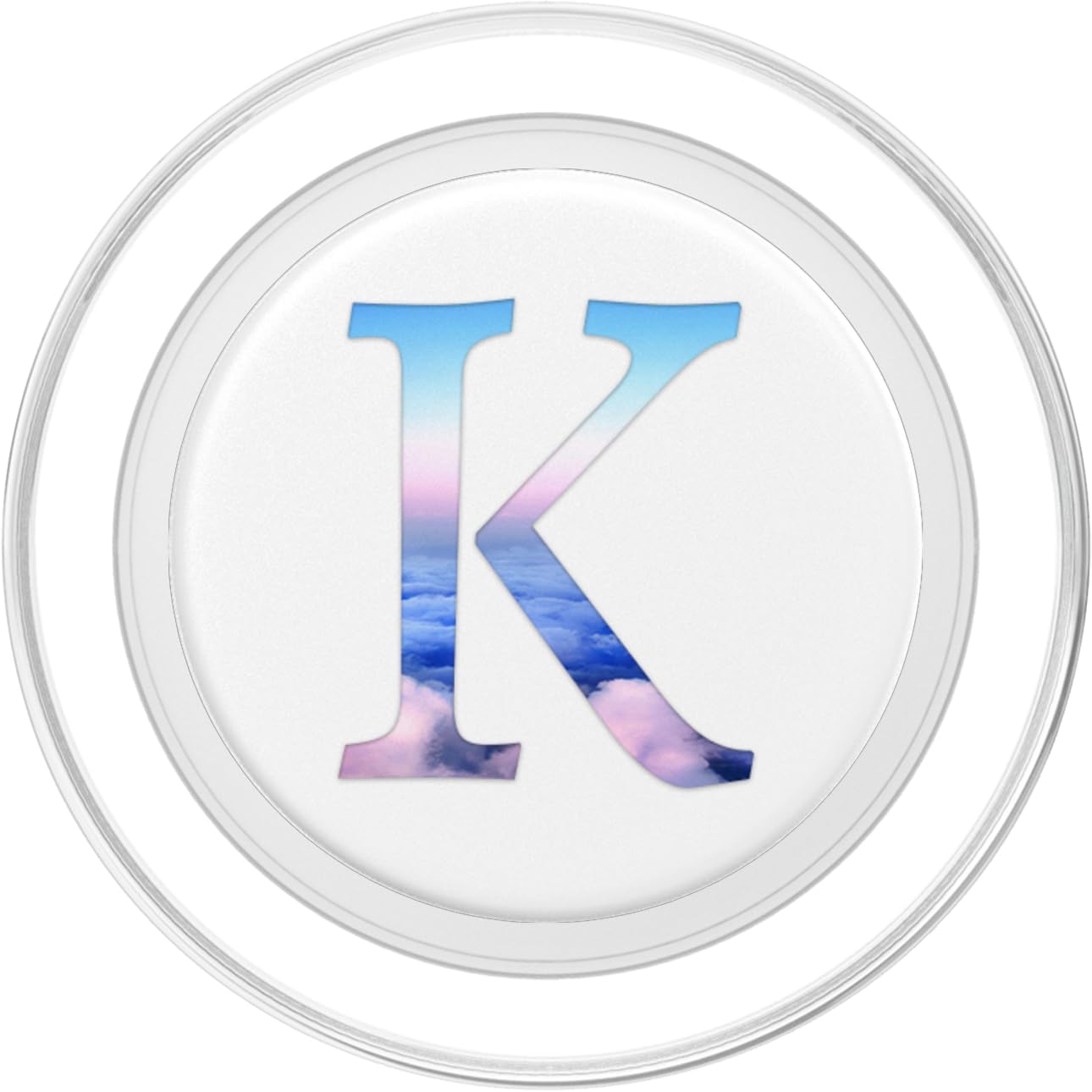 Blue Pink Ombre Letter K Monogram On a White Pattern PopSockets MagSafe PopGrip for iPhone