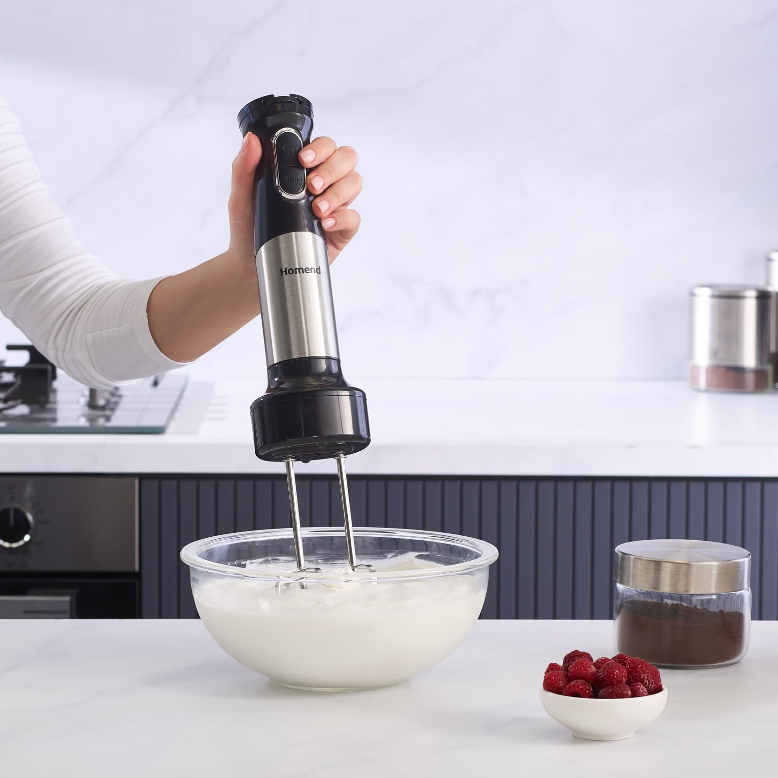 Homend Functionall - Robot da cucina da 1500 W, sistema da cucina multi-attacco 5 in 1, tritatutto, frusta, disco reversibile per affettare e grattugiare, lama per impasto e frullatore, ciotola senza