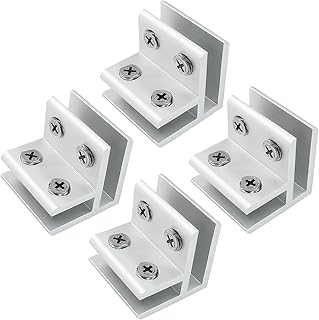 Murtenze 4Pcs 90 Degrees Glass Clips, Adjustable Glass Clamp Holder Bracket Clamp, Aluminum Alloy Glass Holders, Suitable for 10-12mm Thick Glass, 2 Way, Right Degree