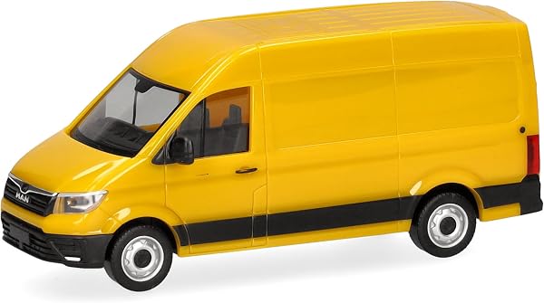 Herpa camion in miniatura MAN eTGE furgone, giallo ginestra, miniatura in scala 1:87, pezzo da collezione, Made in Germany, plastica - 1