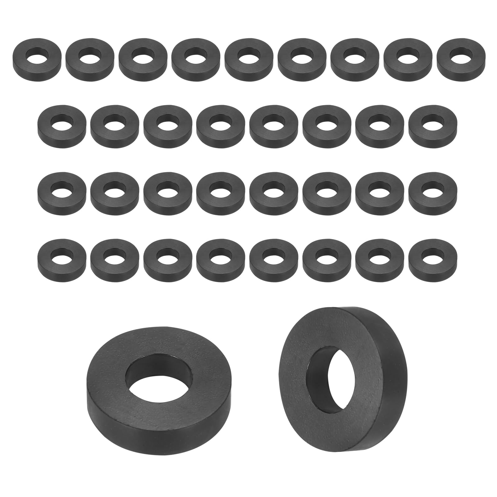 sourcing map 5Pcs Rubber Spacers, 40mm OD, 8mm ID, 40mm Thick Black Round Anti Vibration Rubber Pads Isolation Bushings Washer for Home Cars Boat(1.57" OD x 0.31" ID x 1.57" Thick)