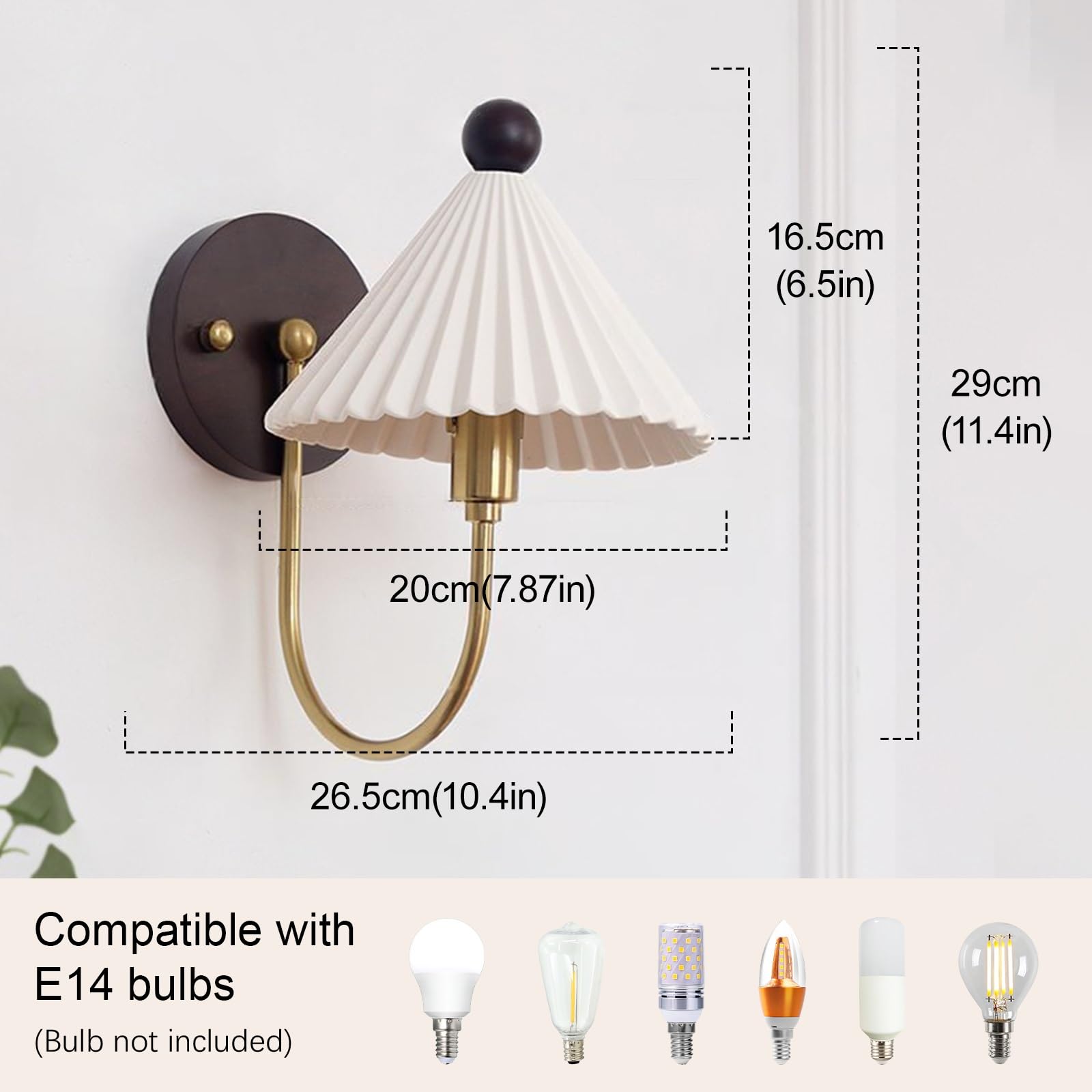 Aplique de Pared Moderno de Mediados de Siglo, lámpara de cerámica Plisada, iluminación Decorativa para Interiores, lámpara de Pared de Metal con Base Redonda de Madera, Casquillo
