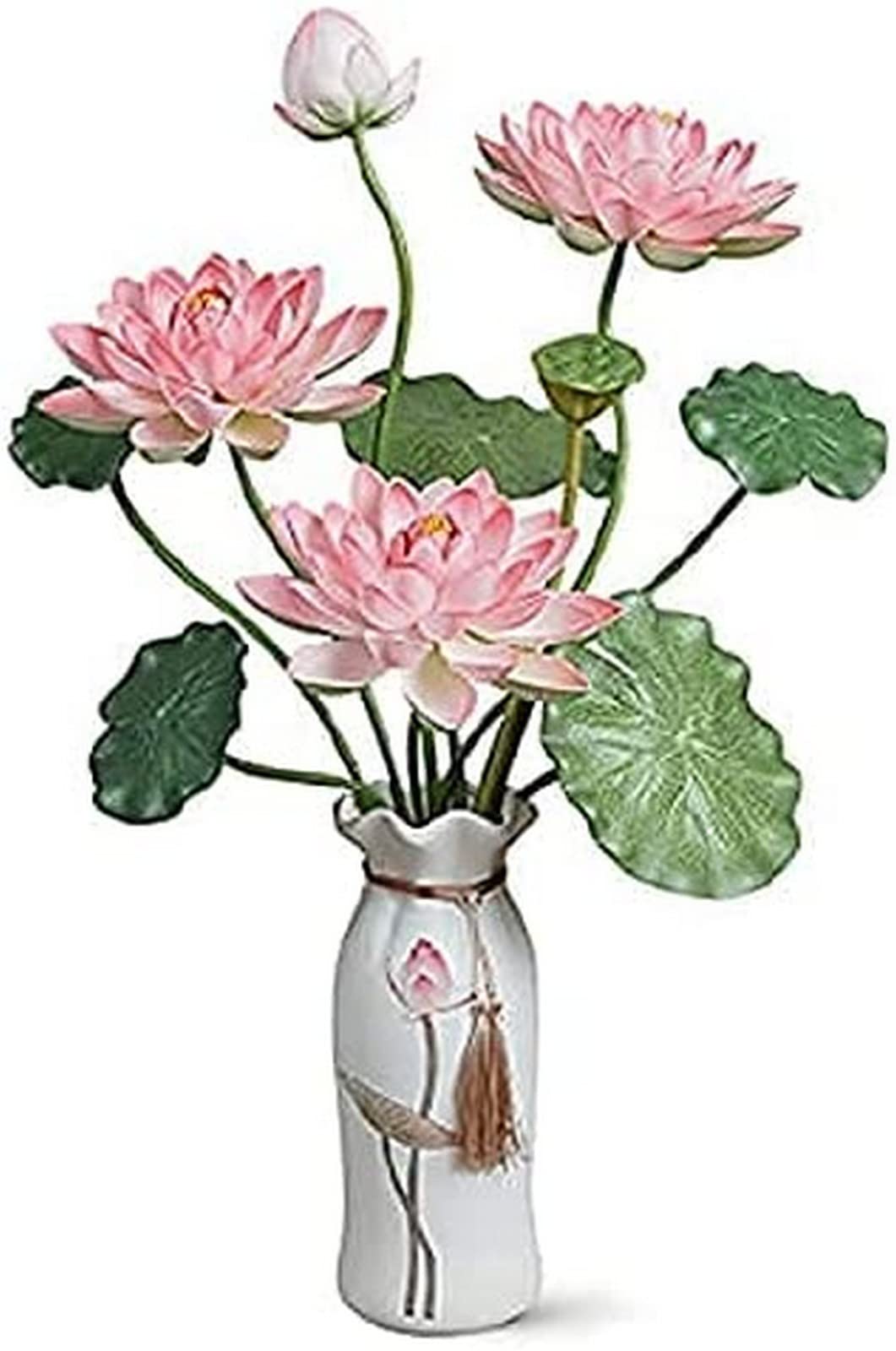 MYUYEE Artificial Flower Artificial Bonsai Simulation Lotus Leaf Set Fake Lotus Living Room Porch Window Floral Flower Arrangement Decor Bouquets Desktop Decor Ornaments, Light