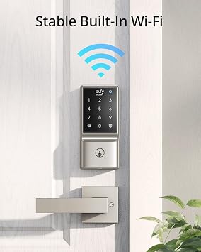 eufy Security Smart Lock C210, Keyless Entry Door Lock for Front Door, Built-in WiFi Deadbolt, No Bridge Required, Easy Installation, Touchscreen Keypad, App Remote Control, 4 AA Batteries, Nickel