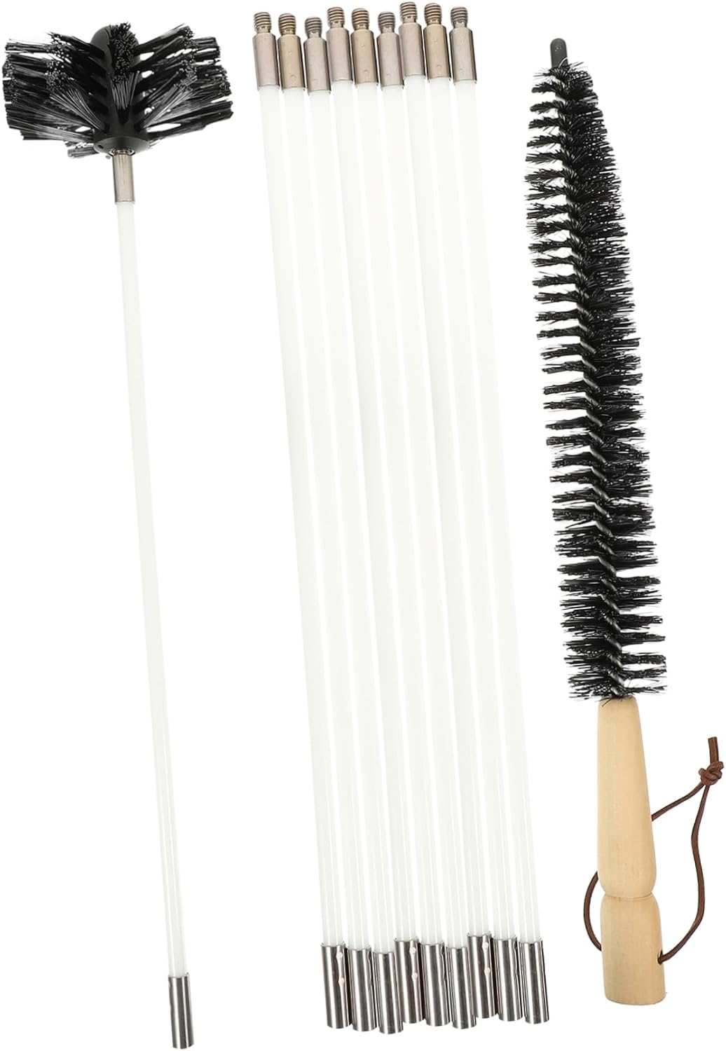 1 Set Chimney Cleaning Brush Chimney Brush with Flexible Rods Handle Easy to Assemble Kitchen Accessory for Cleaning Dryer Vents Fireplaces
