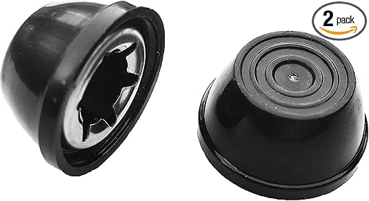 Hub Cap Replacement Compatible with Most Weber Charcoal Kettle Grills Retainer Cover | Fits 3/8-inch Axles (2-Pack, Black)