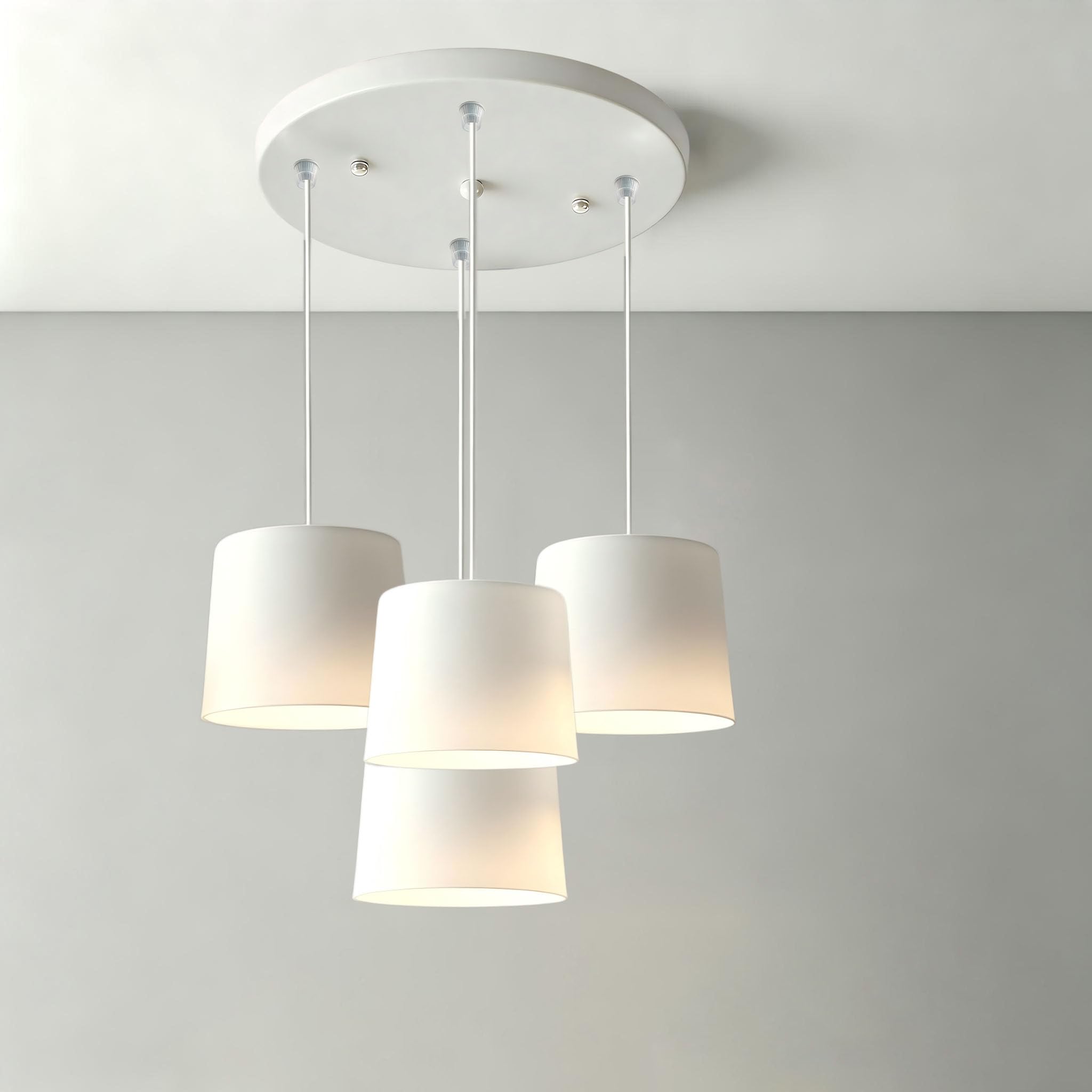 Lampenbaldachin Weiß Runde 40cm 4-Loch Deckenrosette für Lampen
