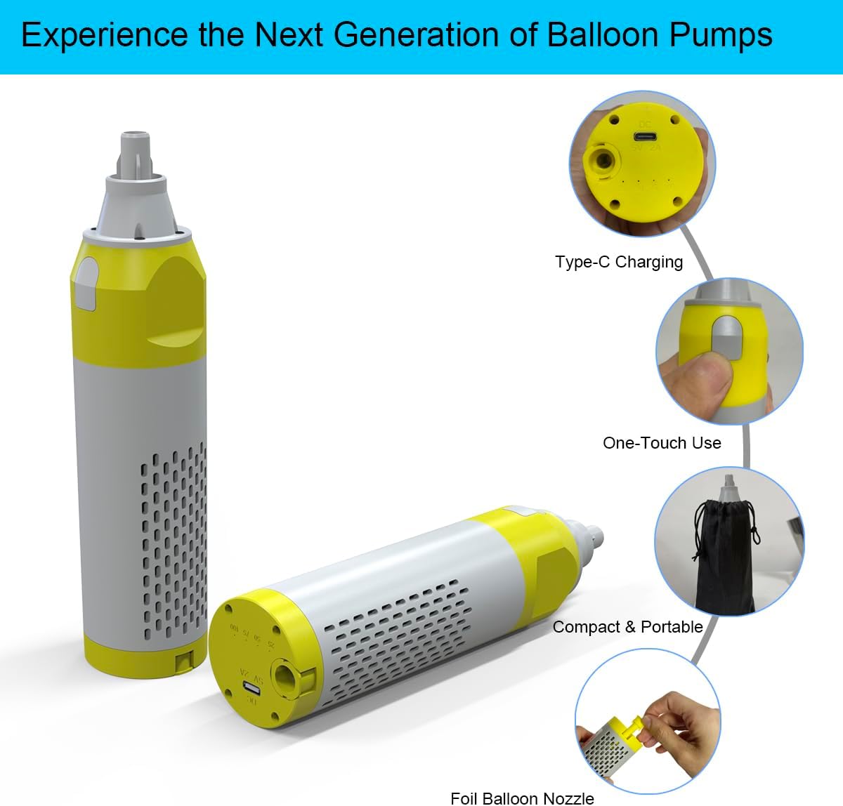 Ultra-Portable Balloon Pump – Cordless, USB Rechargeable & Handheld Electric Air Inflator for Outdoor Parties, Arches, Travel & Events