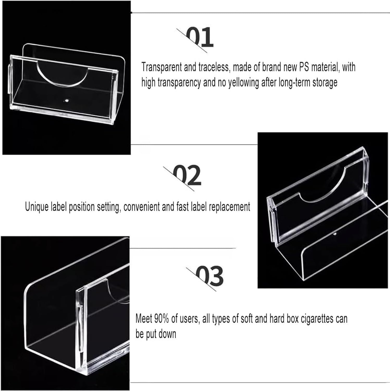 Cigarette Display Holder, Acrylic Transparent Box Cigarette Holder with Card Slot for Convenience Stores(5.7x1.8x3.5cm)