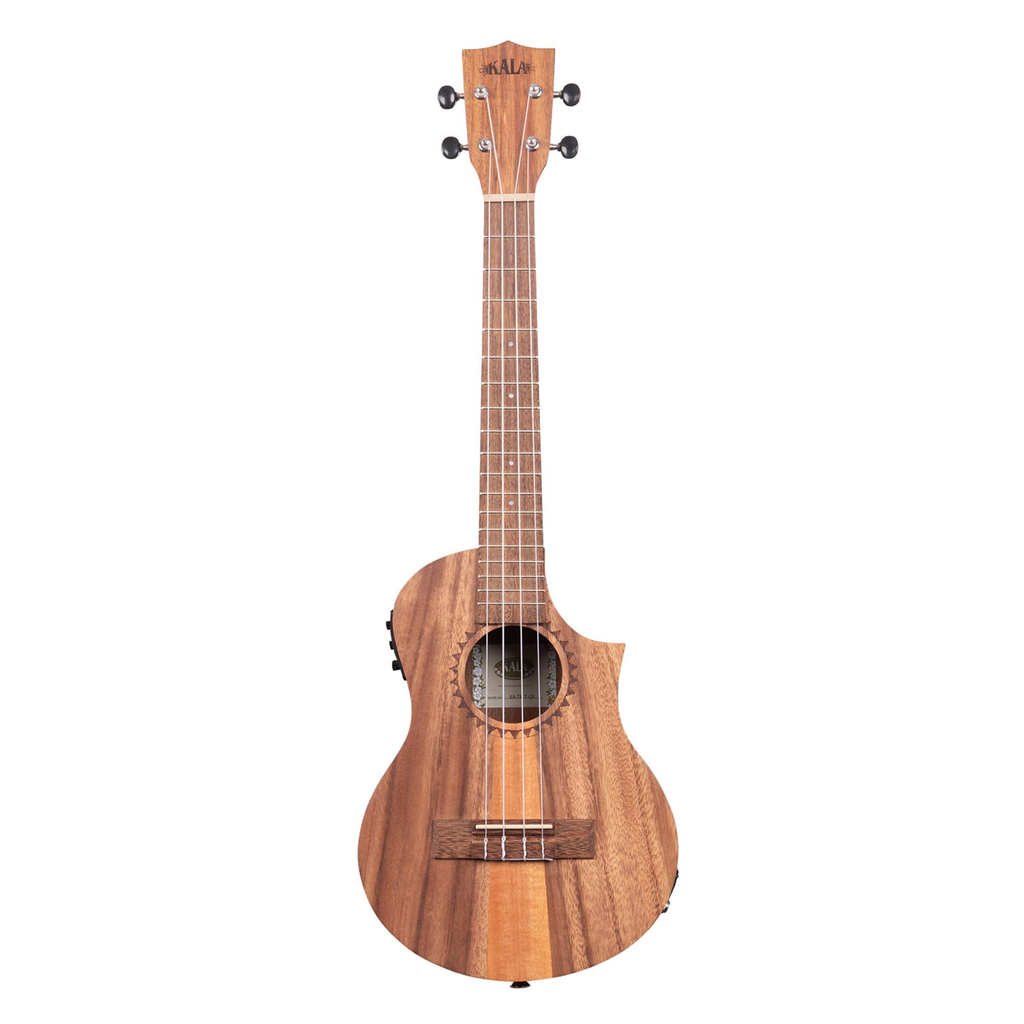 Kala Ukulele tenore tri-top in teak con cutaway ed equalizzazione, ukulele soprano acustico-elettrico, corpo in mogano, ideale per tutti i livelli di abilità, ottimo suono per principianti e