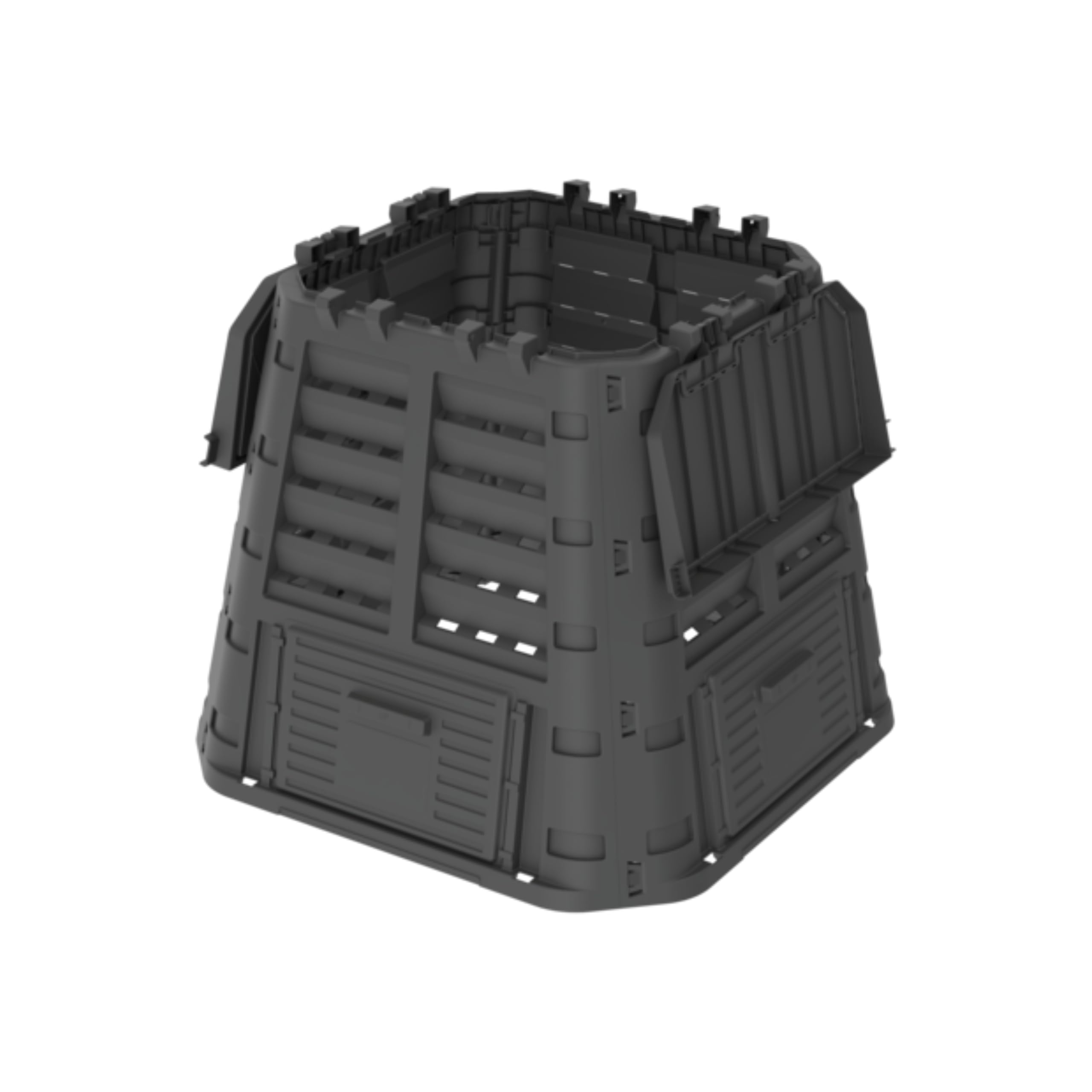 ViD Composteur de jardin 480 l, noir, 93 x 93 x 80 cm, composteur rapide, robuste, résistant aux intempéries, composteur thermique avec système de ventilation, plastique