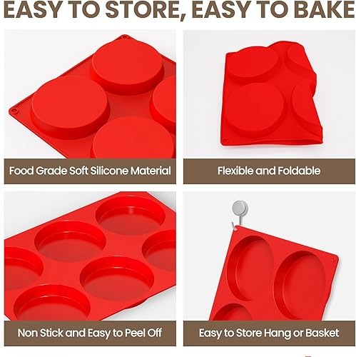 Miniatura 3 de Moldes de huevo de silicona Redfly para sándwiches de desayuno 3 piezas, moldes para huevos fritos de 4 pulgadas antiadherentes, moldes para