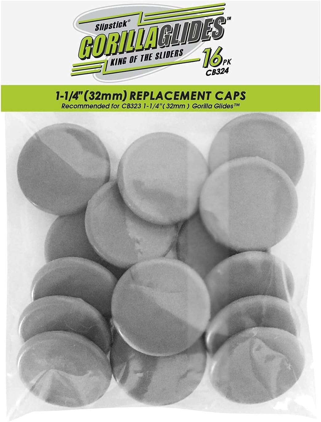 Slipstick GorillaGlides CB324 Replacement Slider Caps for GorillaGlides Model CB323 1-1/4 Inch Plastic Glides (16 Pack) Snap in