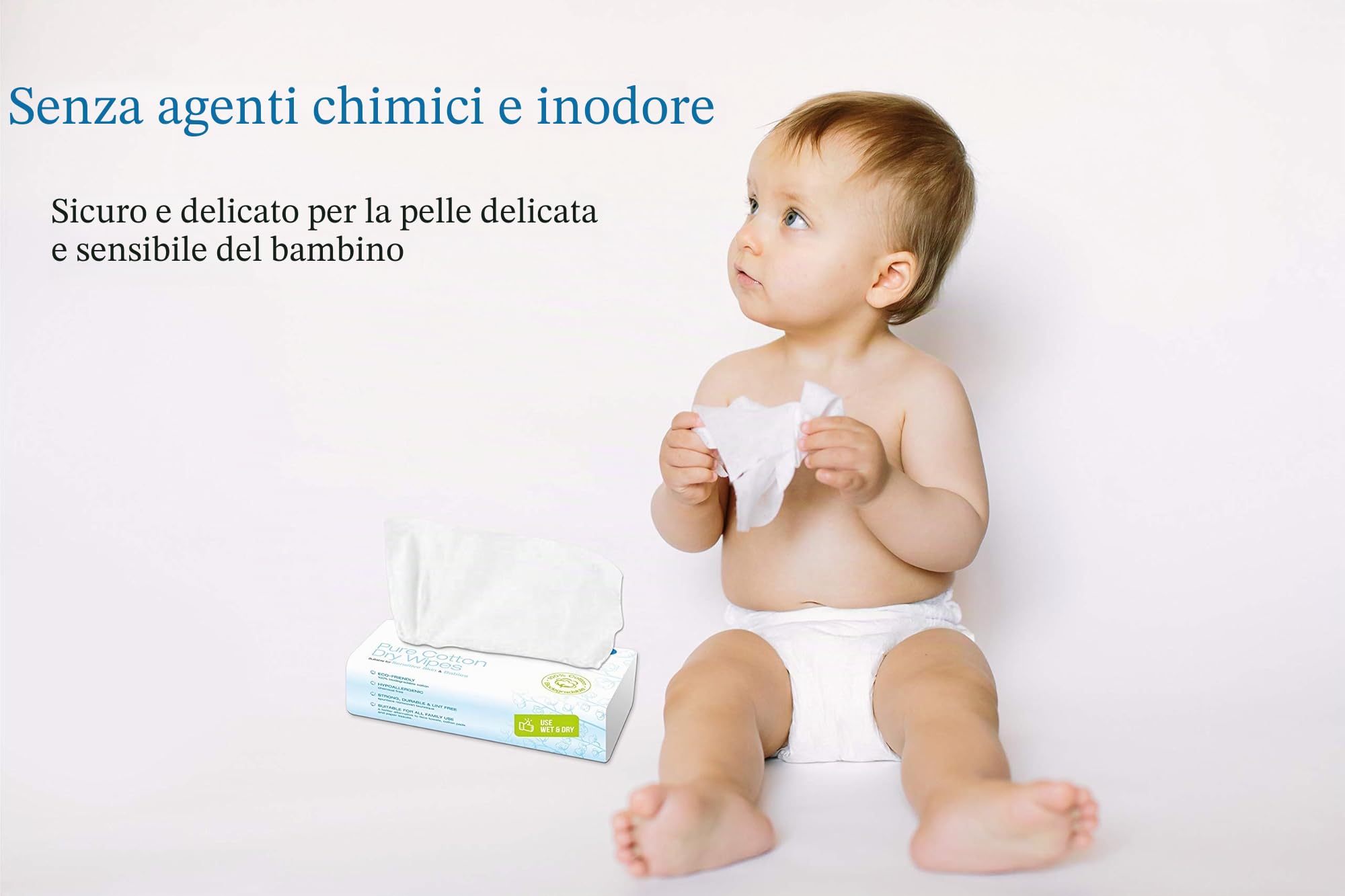 Ivyone Salviette Asciutte in Puro Cotone 600 pz 100% Naturale Biodegradabile per Neonati Viso Struccante Asciugamani Monouso