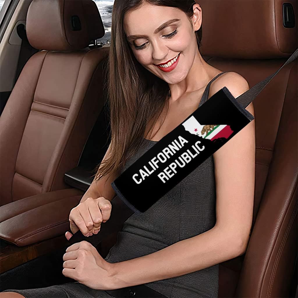 California Republic Car Seat Belt Pads - California Bear Seat Belt Covers - Cool Seat Belt Covers