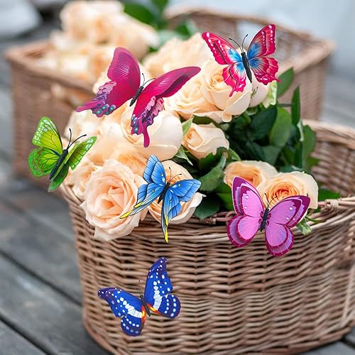 Miniatura 3 de Calcomanías 3D de mariposa para decoración de pared, decoración de mariposa de doble ala, 24 mariposas extraíbles con imán, decoración de flores de