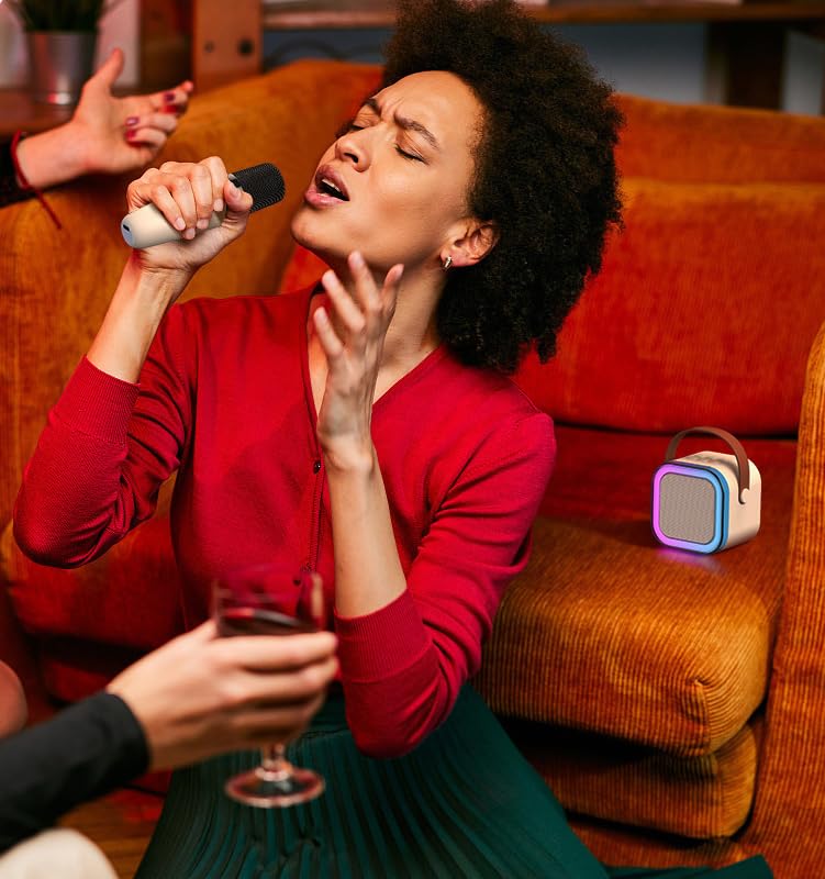 Image of TechPride Wireless Bluetooth Karaoke Microphone with Speaker | Rechargeable Portable Mic with LED Lights for Singing | Fun Musical Toy & Birthday Gift for Kids, Boys, Girls and Adults