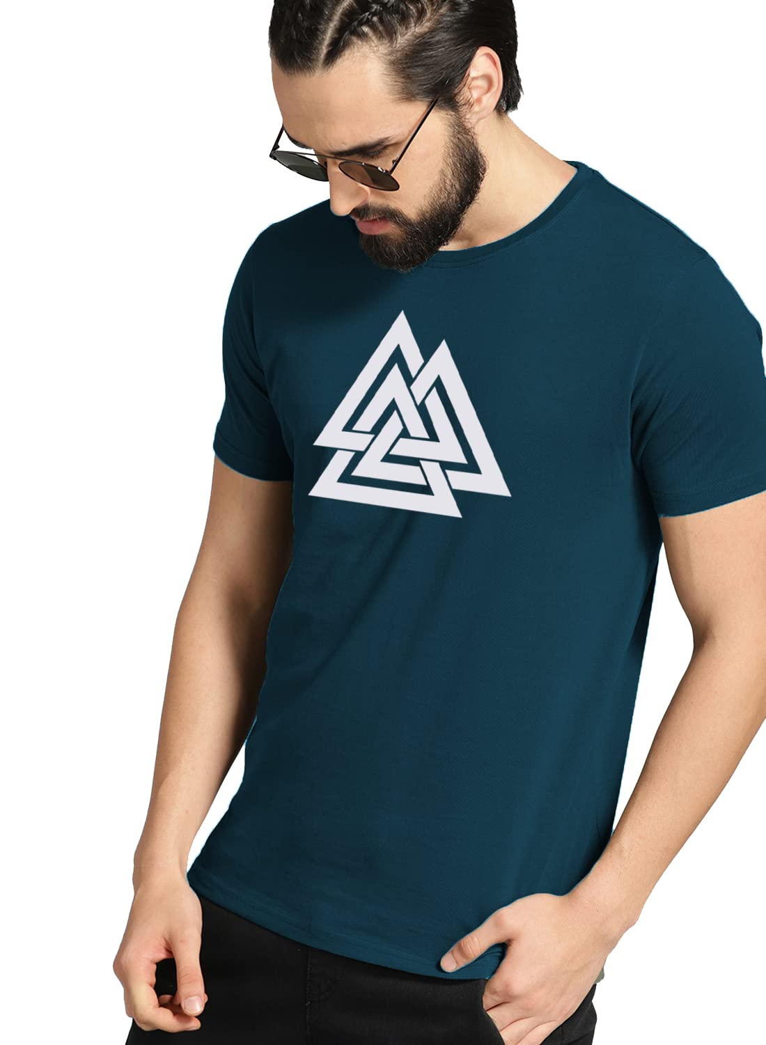ADRO 100% bawełna lycra t-shirty dla mężczyzn, 3-pak, normalne dopasowanie, koszulka z nadrukiem, okrągły dekolt, pół rękawów, koszulki męskie