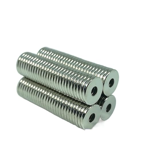 MOTOZA 50 unidadesLOT Imán de anillo de 15 x 2 agujeros, 5 N35 potente imán NdFeB 15x2 imanes permanentes de neodimio 15x2-5