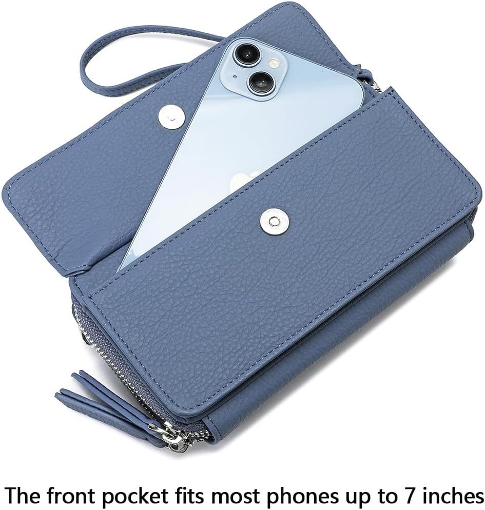 Lanyani RFID Crossbody Wallet Wristlet Purse with Phone Pocket For Women Vegan Leather - Image 4