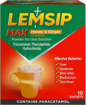Lemsip Max Honey & Ginger Sachets, Pack of 10