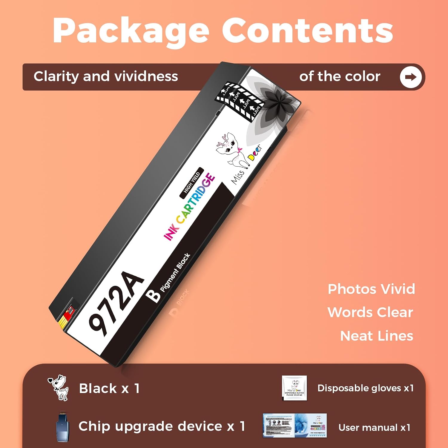 972A Ink Cartridges High Yield Black, (with Upgrade Device) Miss Deer Compatible for HP 972 A 972X BK for PageWide Pro 477dw 577dw 452dw 477dn 452dn 577z 552dw 377dw Printer, Up to 4500 Pages, 1-Pack