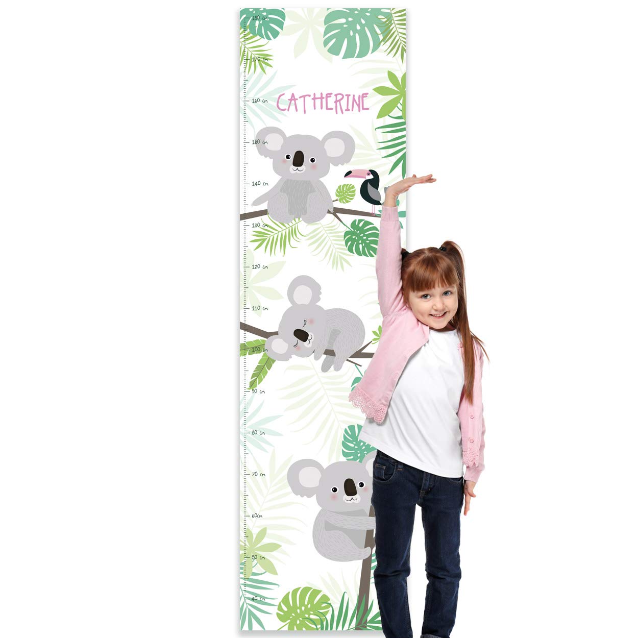 Paper Themes Personalised Childrens Height Chart for Kids Nursery Wall, or Bedroom - Koala — image 1