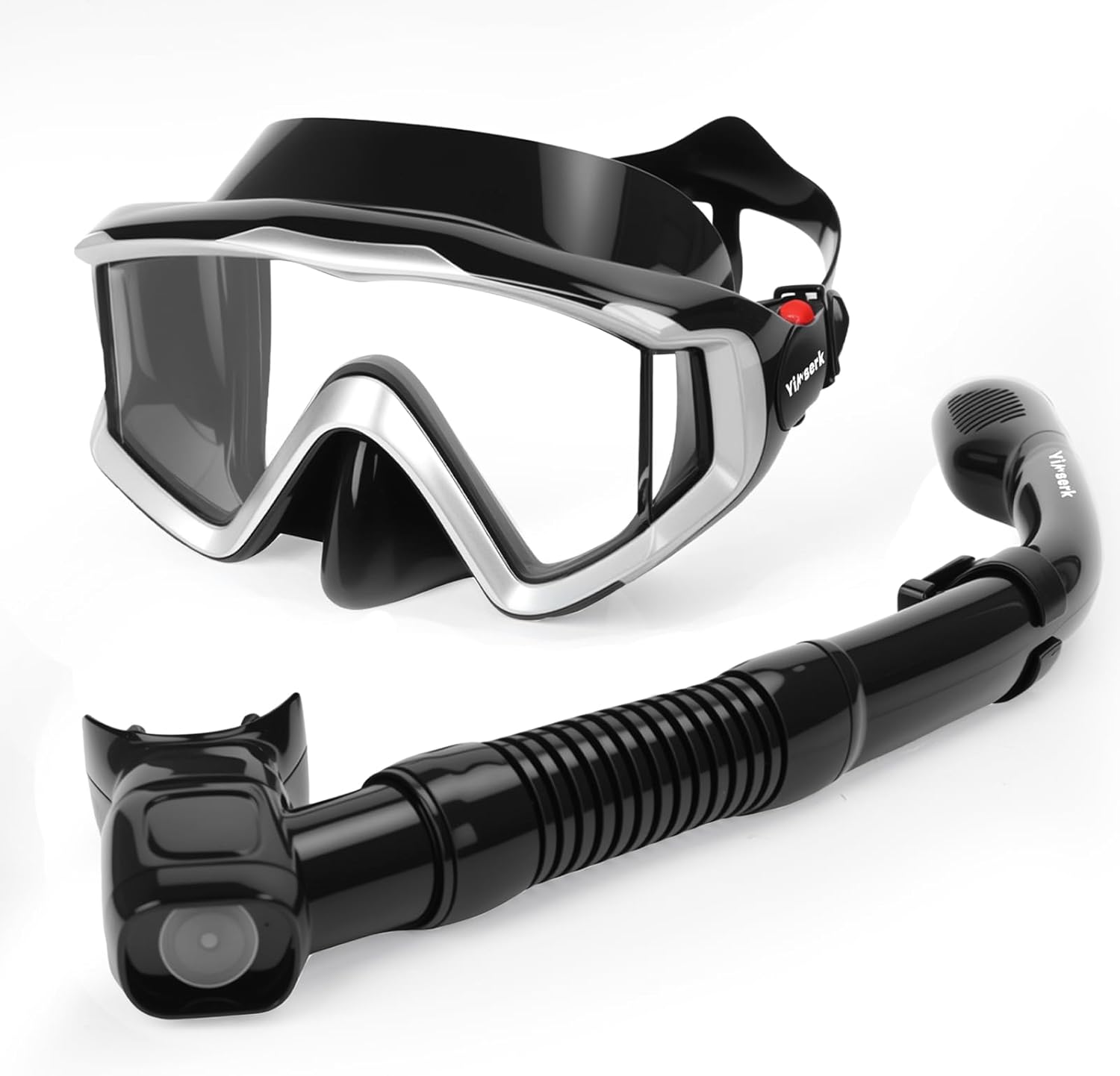 Snorkeling Gear for Adults, Anti-Fog 180°Panoramic Snorkel Mask Set with Dry Top Snorkel Tube, Soft Silicone Scuba Gear, Adult Snorkel Set with Mesh Bag for Swimming Diving Travel