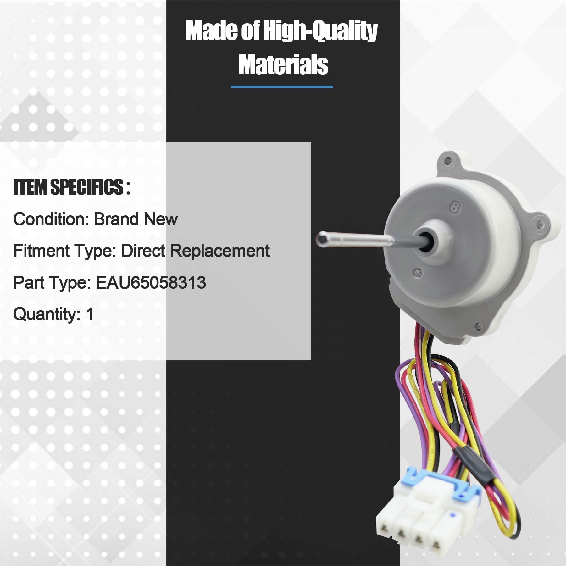 EAU65058313 - Conjunto de motor de ventilador de refrigerador para LG Kenmore EAU63103001 ODM-056F-13 AP7178307 PS16662420 EAP16662420