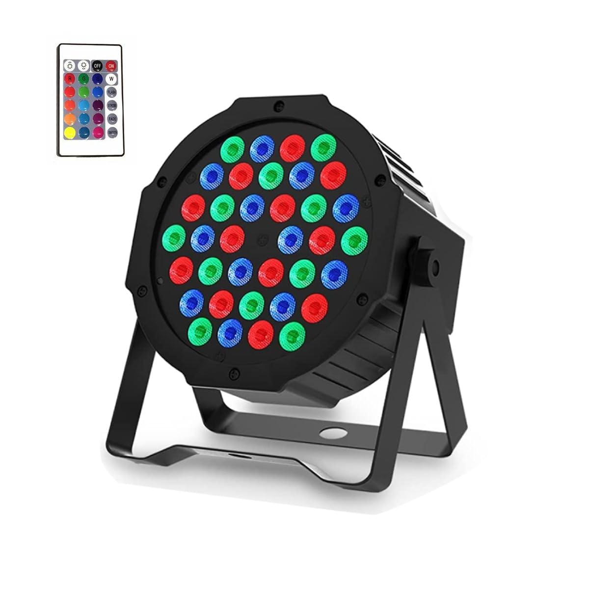 YU WELL RGB Stage Lighting 36 LED DJ Par Lights Up-Lights for Events - Sound Activated Remote and DMX Control for Wedding, Party, Concert and Festival (RGB+Remote, 1)