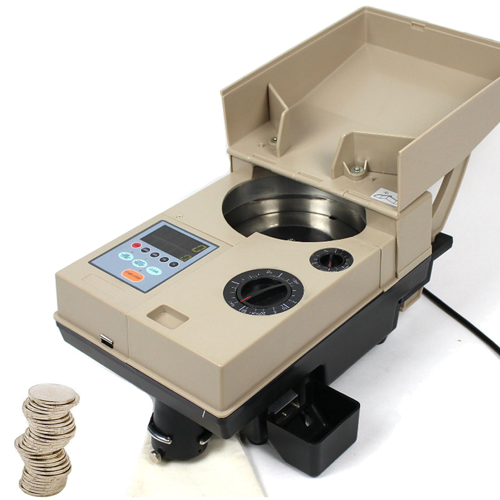 VitalisWorks Coin Counting Machine, Automatic Coin Counting and Sorting Machine, Electric Coin Sorting Machine, 1200 Coins/Minute Accurate, Such as Financial, Bank