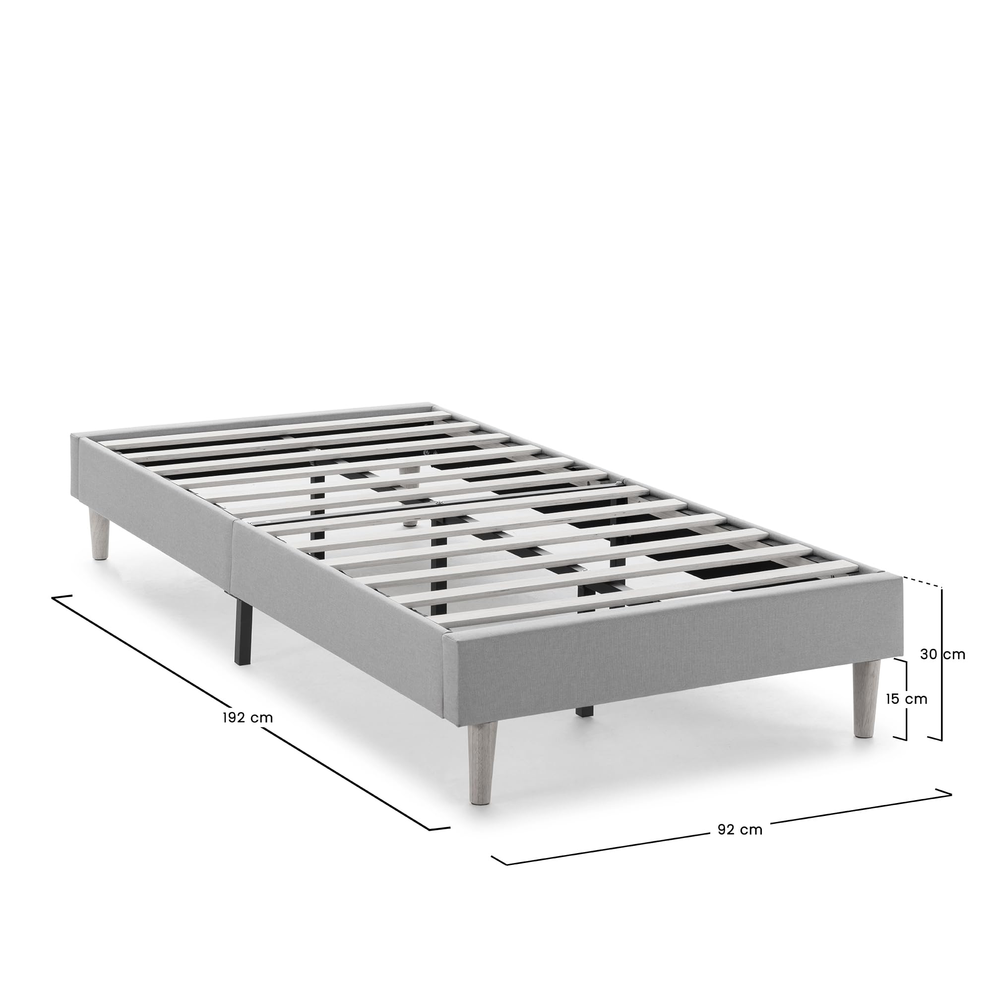 HOMN LIVING Gestoffeerde vloer Aura 150 x 190 cm, donkergrijs, lattenbodem gestoffeerd, 30 cm hoogte