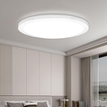 VIPMOON 30W LED Ceiling Light, 6000K Daylight White 2400LM, Ultra-Thin Bathroom Light Waterproof, Flush Mount Ceiling Lamp for Bathroom, Bedroom, Kitchen, Hallway, Utility Room, Restroom, Crystal Edge [Energy Class E]