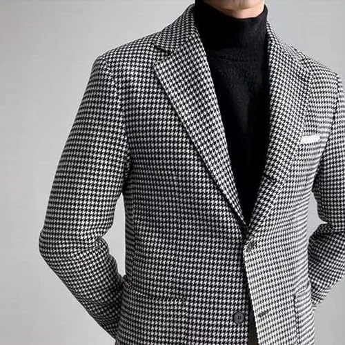 Mens Houndstooth Grid Plaid Check Tuxedo Dogstooth Suit Business Dress Slim Fit Blazers Jacket Coat2
