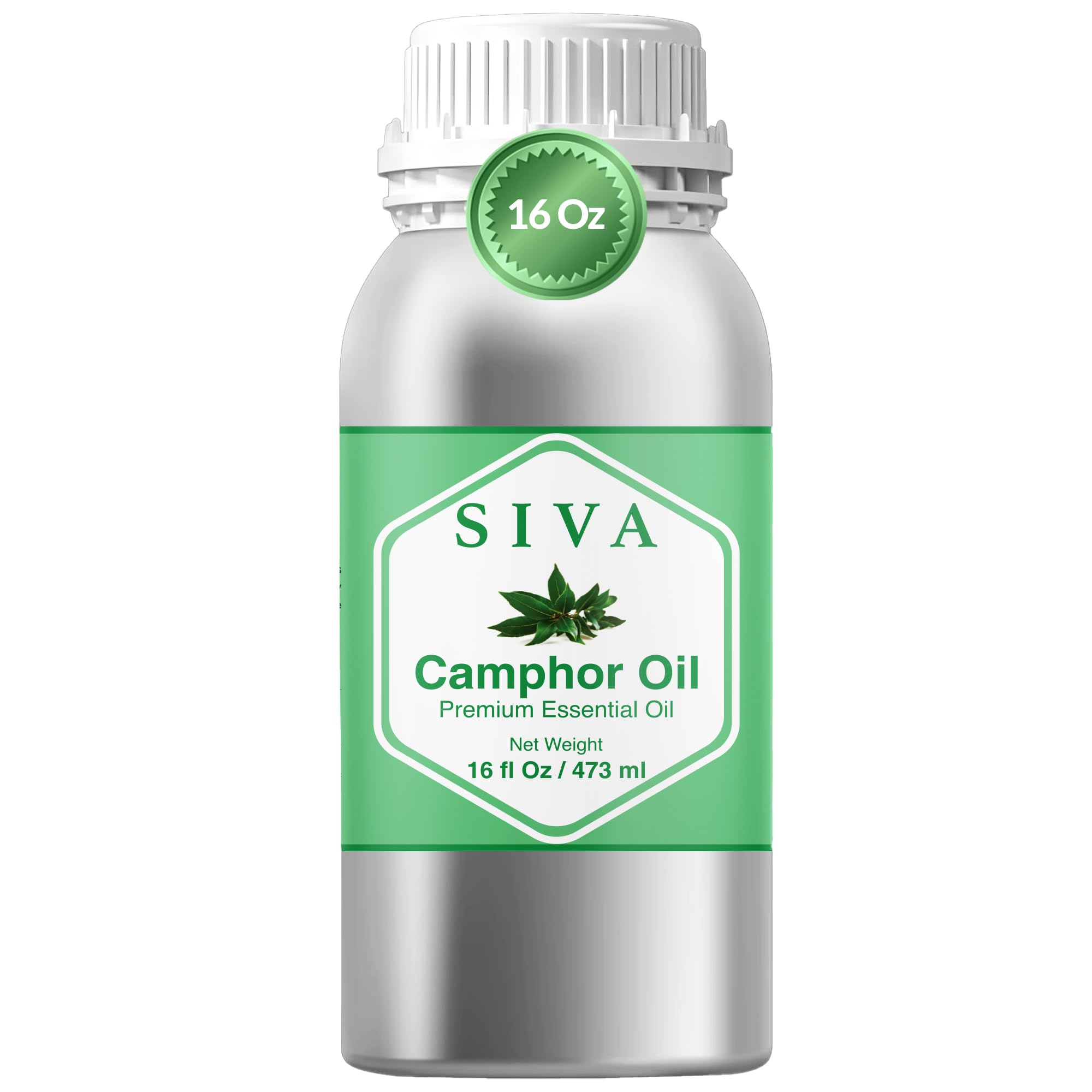 Siva Camphor Essential Oil - 16 Fl Oz – 100% Natural Camphor Oil - for Diffuser, Face, Skin Care, Aromatherapy, Hair Care, Scalp and Body Massage