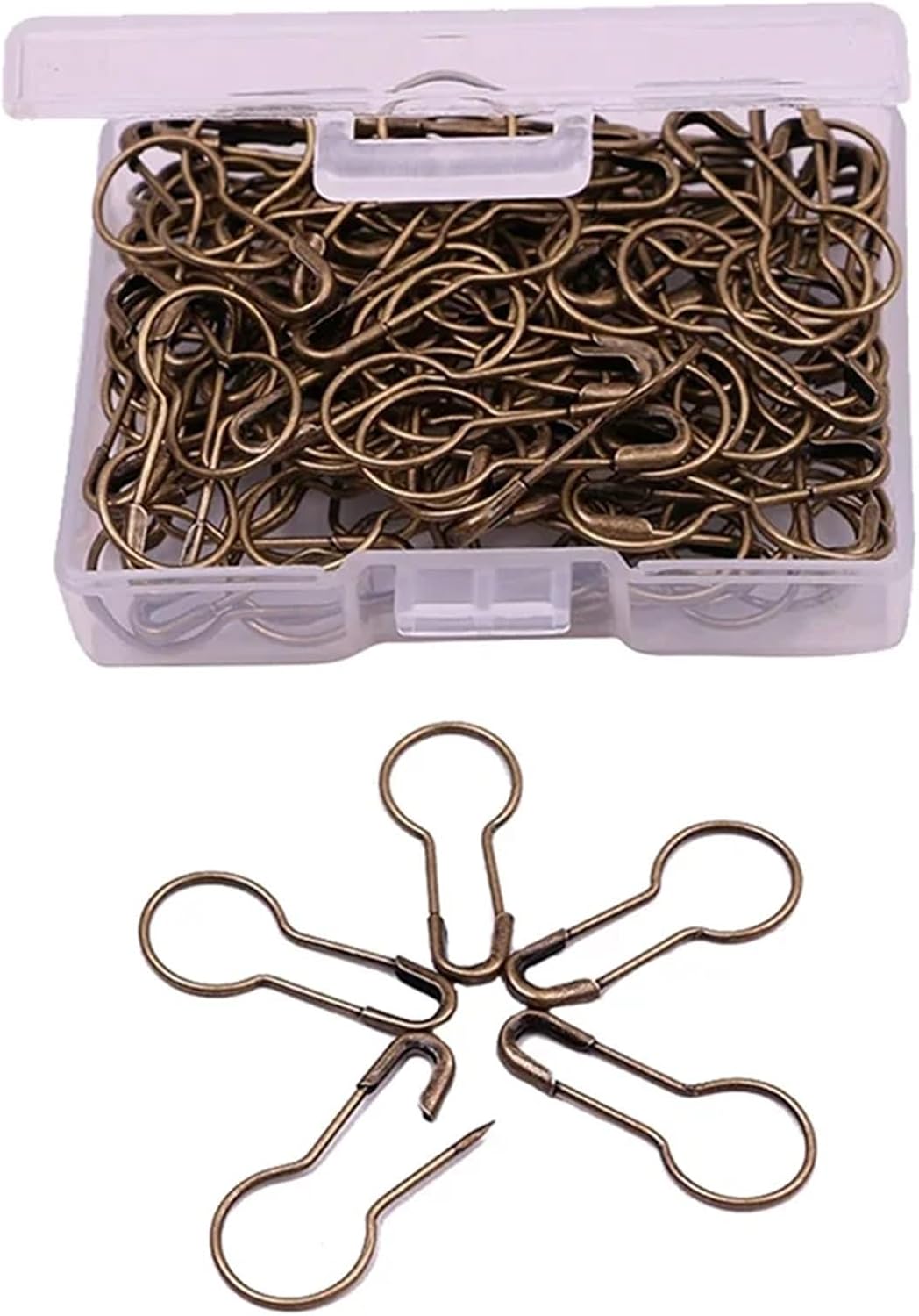 Safety Pins 10Box Metal Gourd Needles DIY Handmade Sewing Tools Clothing Fixing Safety Pins Buckle with Quilting Box(Army Green)