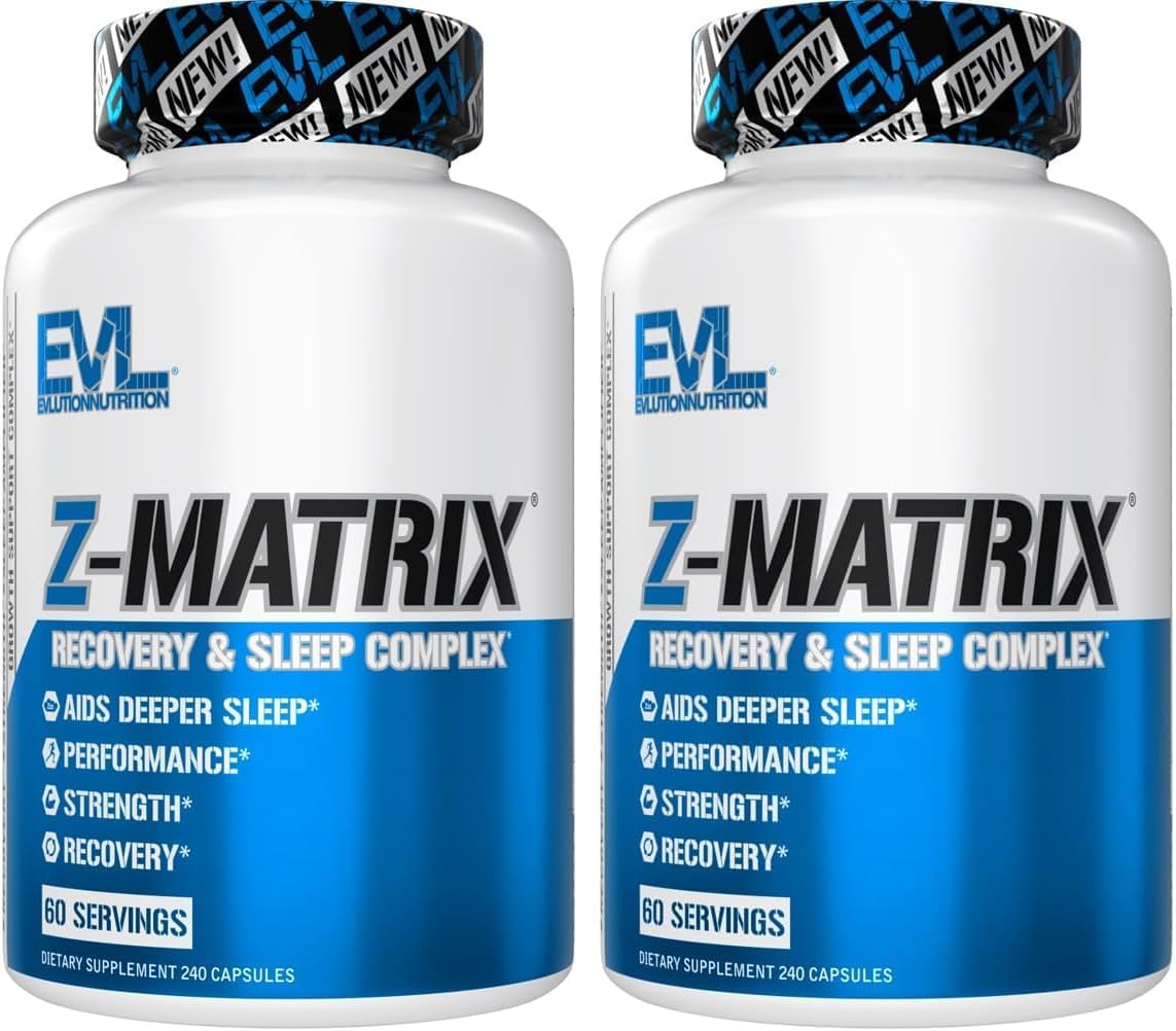 Evlution EVL Post Workout Recovery Supplement - Magnesium and Zinc - ZMatrix Zinc Magnesium Aspartate Muscle Recovery Supplement for Sleep Support and Muscle Health (Pack of 2)