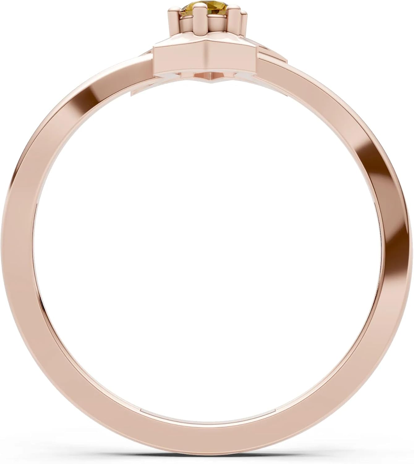 PEORA Round Cut Citrine Stackable Band Available in Solid 10K, 14K or 18K Ring – White, Yellow or Rose Gold