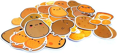 Miniatura 2 de Paquete de 50 calcomanías de comida de patata, paquete de calcomanías para cabeza de camote para botellas de agua