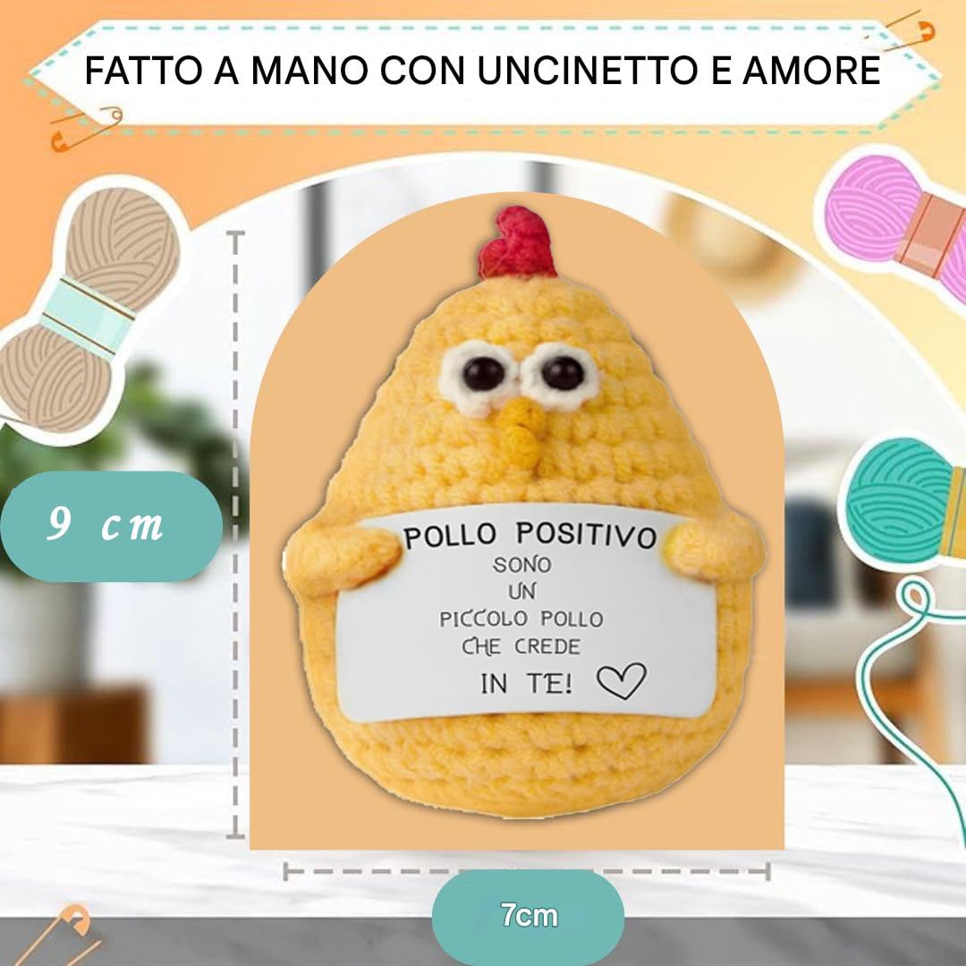 Auony Coniglietto Portafortuna Fatto A Mano All'Uncinetto Con Biglietto Positivo - Regalo Motivazionale Per Pasqua E Compleanni - 2