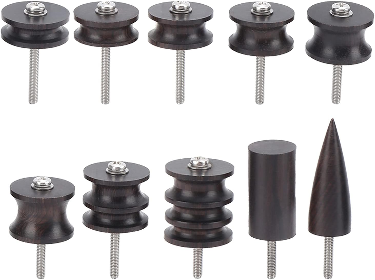 Wood Leather Burnisher Pack, 10 Pack M3 Pointed Tip Multi Grooved