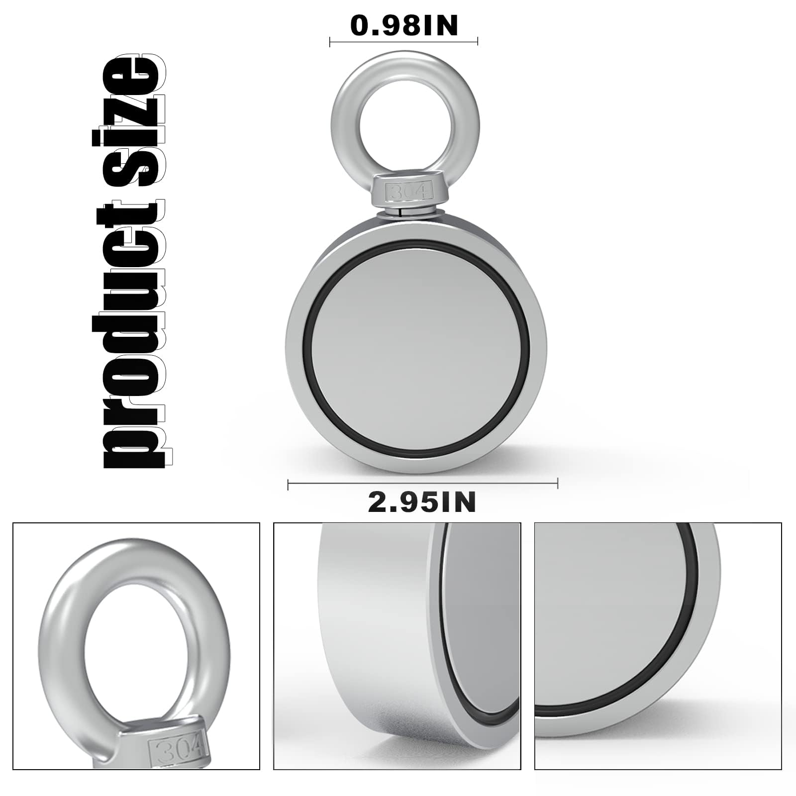 Ant Mag Magnete da pesca da 453,6 kg, magnete a doppia faccia al neodimio in terre rare, forza combinata, forte magnete di recupero per il recupero magnetico del fiume, pesca di salvataggio