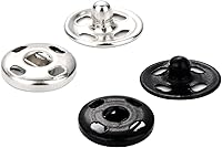 Vista 5 de Sumind 100 juegos de botones a presión de metal para coser ropa, negro y plateado (0.394 pulgadas)