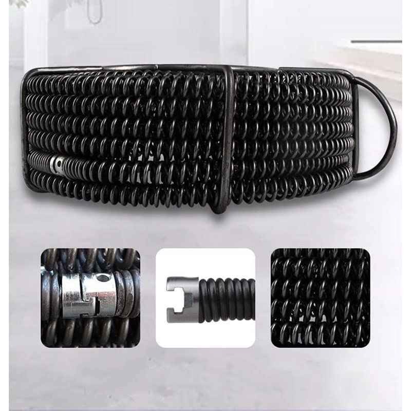 VChics Juego de muelles de extensión for draga de tubería de Drenaje doméstico de 14M de Longitud, Resorte de compresión for draga de alcantarillado con Conector for tubería de 10-100MM
