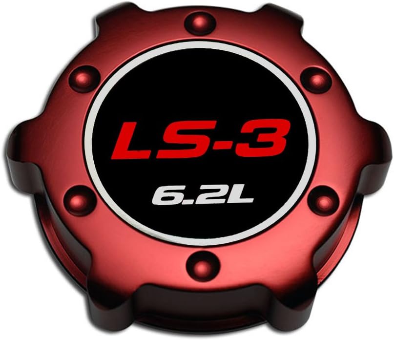 VMS RACING RED OIL CAP LS3 6.2L in Billet Aluminum Compatible with Chevy Corvette C6 LS3 V8 Engines 08-13 2008-2013