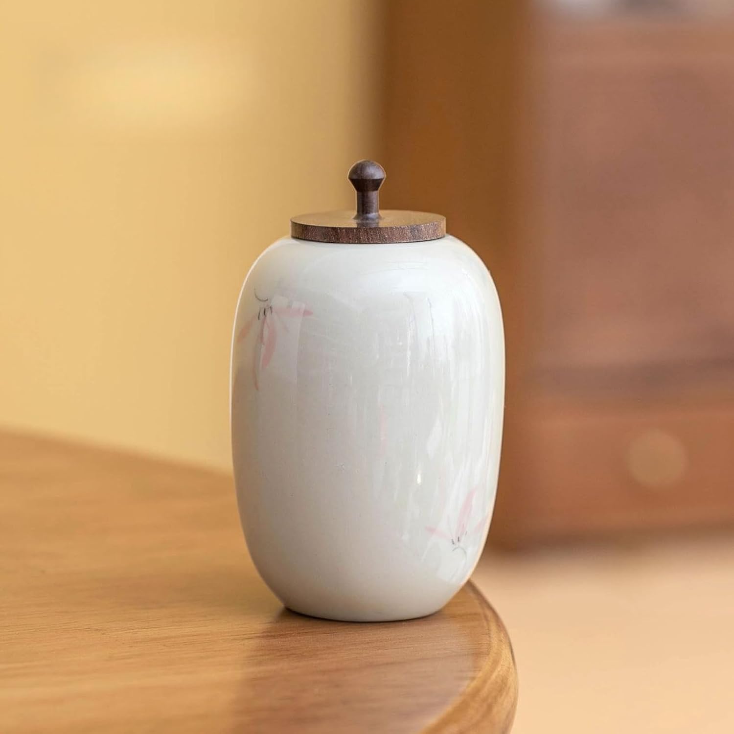 Hand-drawn Ceramics Tea Canister, 120ml 4.0oz, Household Sealed Storage Tank Portable Storage Tank