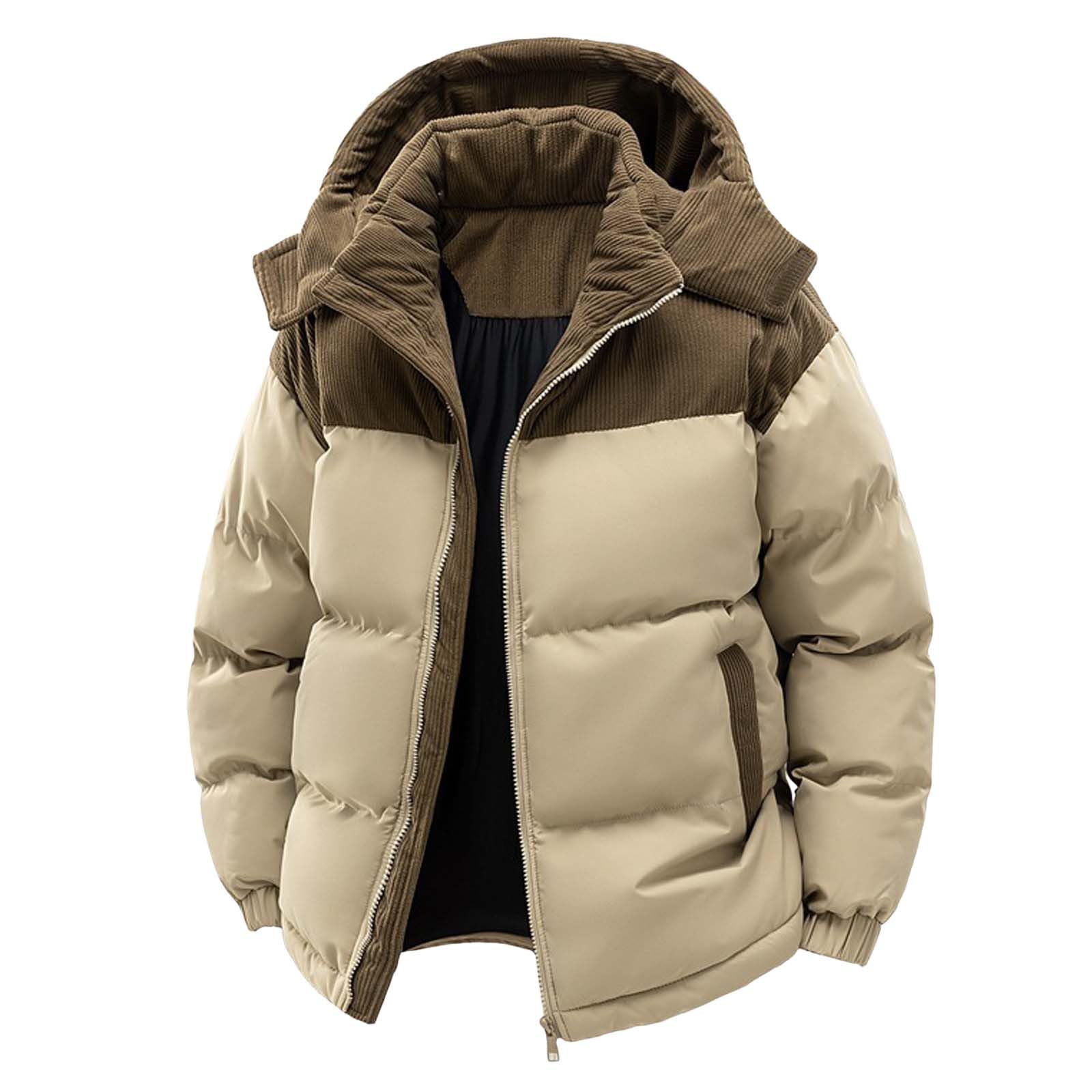 Generico Giacca Piumino Uomo - Giubbotti Invernali Cappotto Invernale da Uomo Spesso Caldo con Cappuccio e Collo Alto Stile Casual a Maniche Lunghe