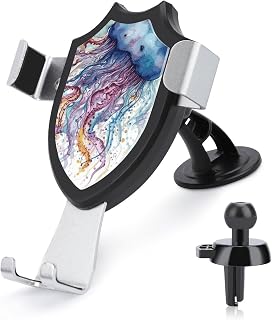 Universal Dashboard Cell Phone Holders Car Phone Holder Cute and Personalized Rotatable Watercolor Jellyfish Printed Car Phone Mount Fit Vent/Windshield